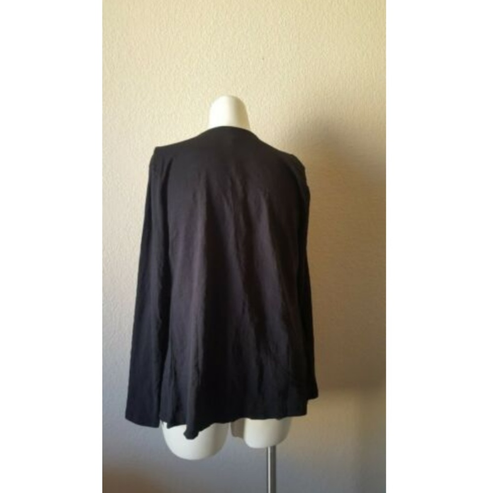 MOD-O-DOC Draped Knit Open Front Cardigan Sweater Black L New - Picture 4 of 6